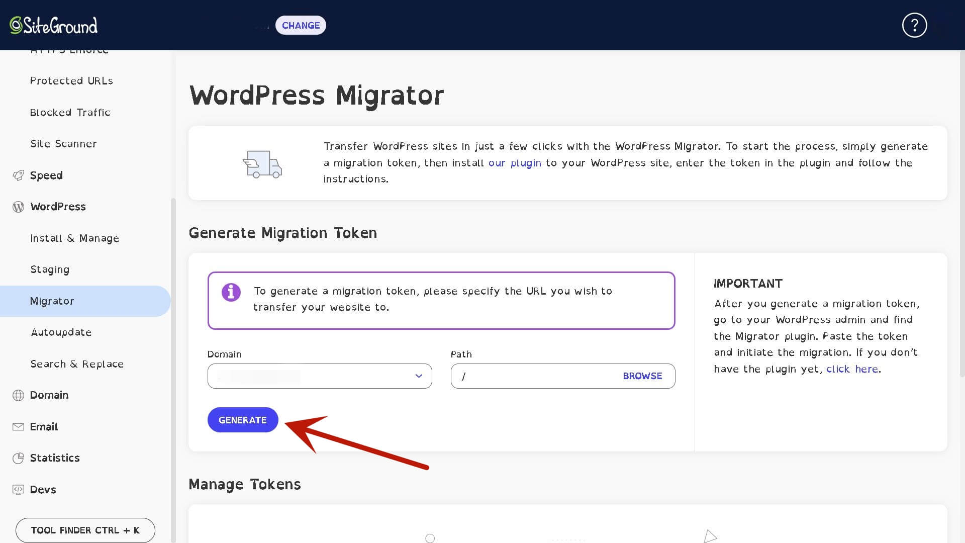 Siteground migrator