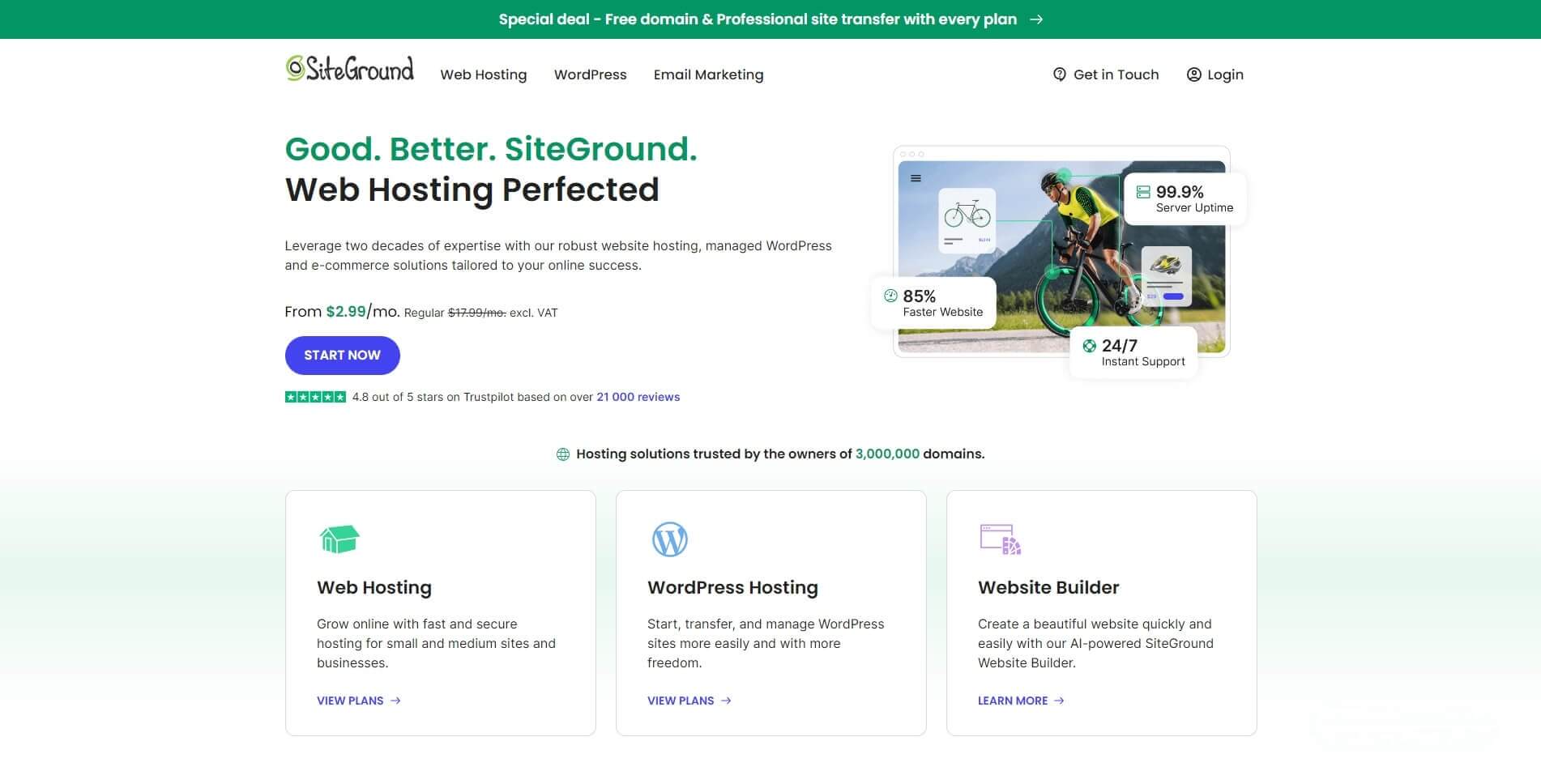SiteGround Reviews 2025 - Performance Dashboard & Hosting Features Comparison